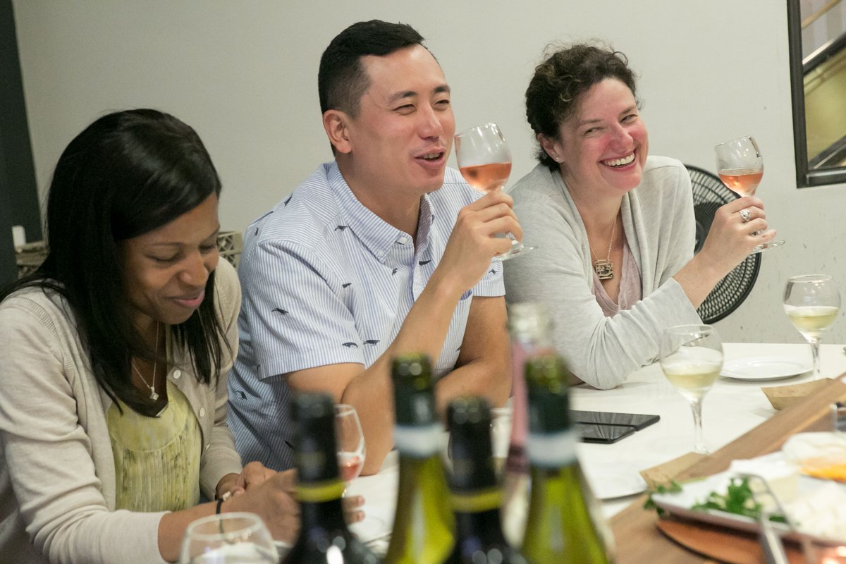 PCTYCareers's tweet photo. What’s better than cooking as a teambuilding activity at @TheChoppingBloc? Wine before cooking. Work hard, play hard, eat well cooked (okay fine, decently cooked) food! 🍷 #insidePaylocity #DOOW #PCTY https://t.co/9RpuMjXzE4