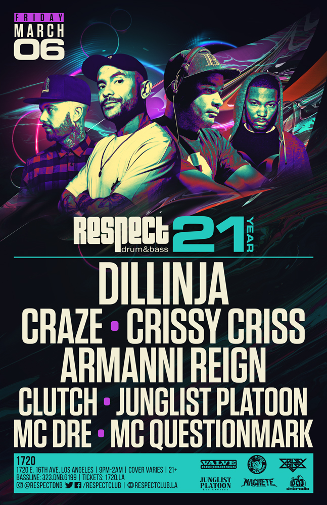 RespectClub's tweet photo. Only 2 more days!!! Special Event: This Friday (3/6) 21 years of @respectdnb w/ @DillinjaValve @CRAZEARONI @CrissyCriss @ArmanniReign and more at @1720warehouse DTLA - Tickets: https://t.co/qSEz2fFHXu https://t.co/gUdYn41XDx