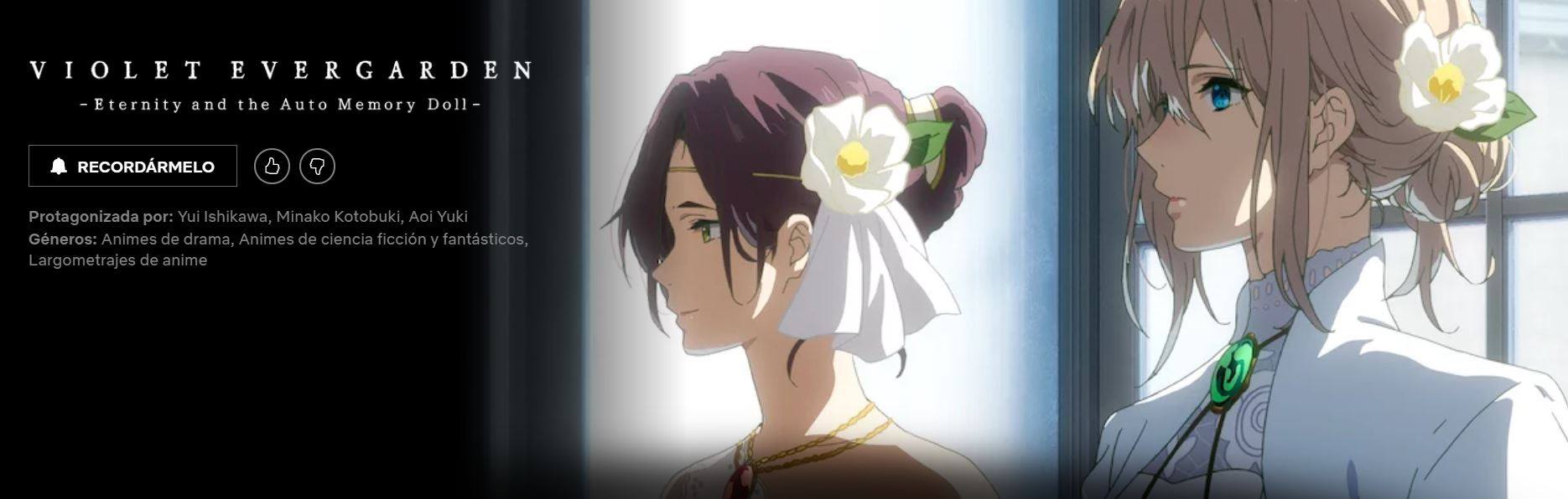 Otaku Center auf Twitter: „¡La historia alternativa del anime 'Violet  Evergarden' ya ha sido anunciada por @NetflixES !. 'Violet Evergarden I :  Eternity and the Auto Memory Doll', que así se titulará