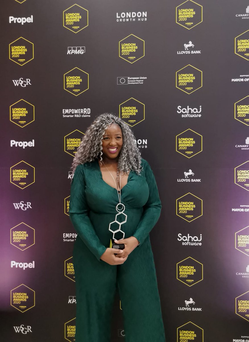 Celebrating #LondonBusinessAwards win for Head Stemette <a href="/aimafidon/">She's in CTRL - OUT NOW - Anne-Marie Imafidon</a>, Co-Founder &amp; CEO of <a href="/Stemettes/">Stemettes ® ♥★#●+</a>, the Paying It Forward Award for her contributions to London‘s business network. 🏆🎉

Thank you for voting. 
#LBA2020 <a href="/businesslondon/">Grow London</a>

#EatSleepSTEM Repeat!

#WomenInSTEM