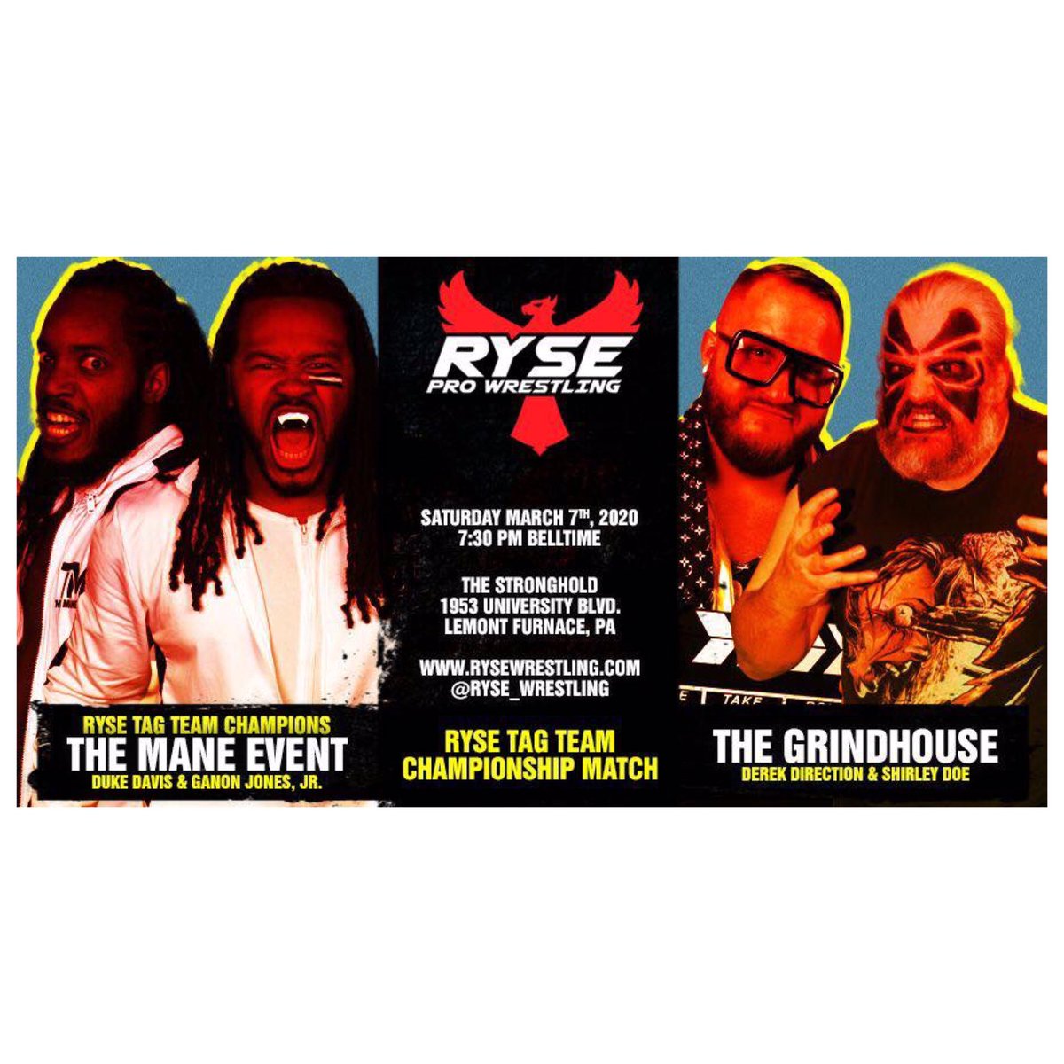ItsTheManeEvent's tweet photo. .@ryse_wrestling’s #SomethingToFear 3.7.20
-
📍 1952 University Dr. Lemont Furnace,PA
-
🕢 7:30 BellTime
-
🎟 Click the link for tickets! https://t.co/TLI34rKfua
-
#RYSEWrestling #SupportIndyWrestling #TagTeamChamps https://t.co/9VnWuL6CCC