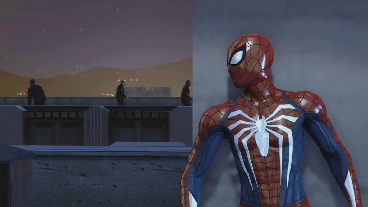 FinalFlamePr's tweet photo. "There is no going back." #Spiderman #SpiderManHunted #GTA5 #RockstarEditor https://t.co/QsgEeFTk27