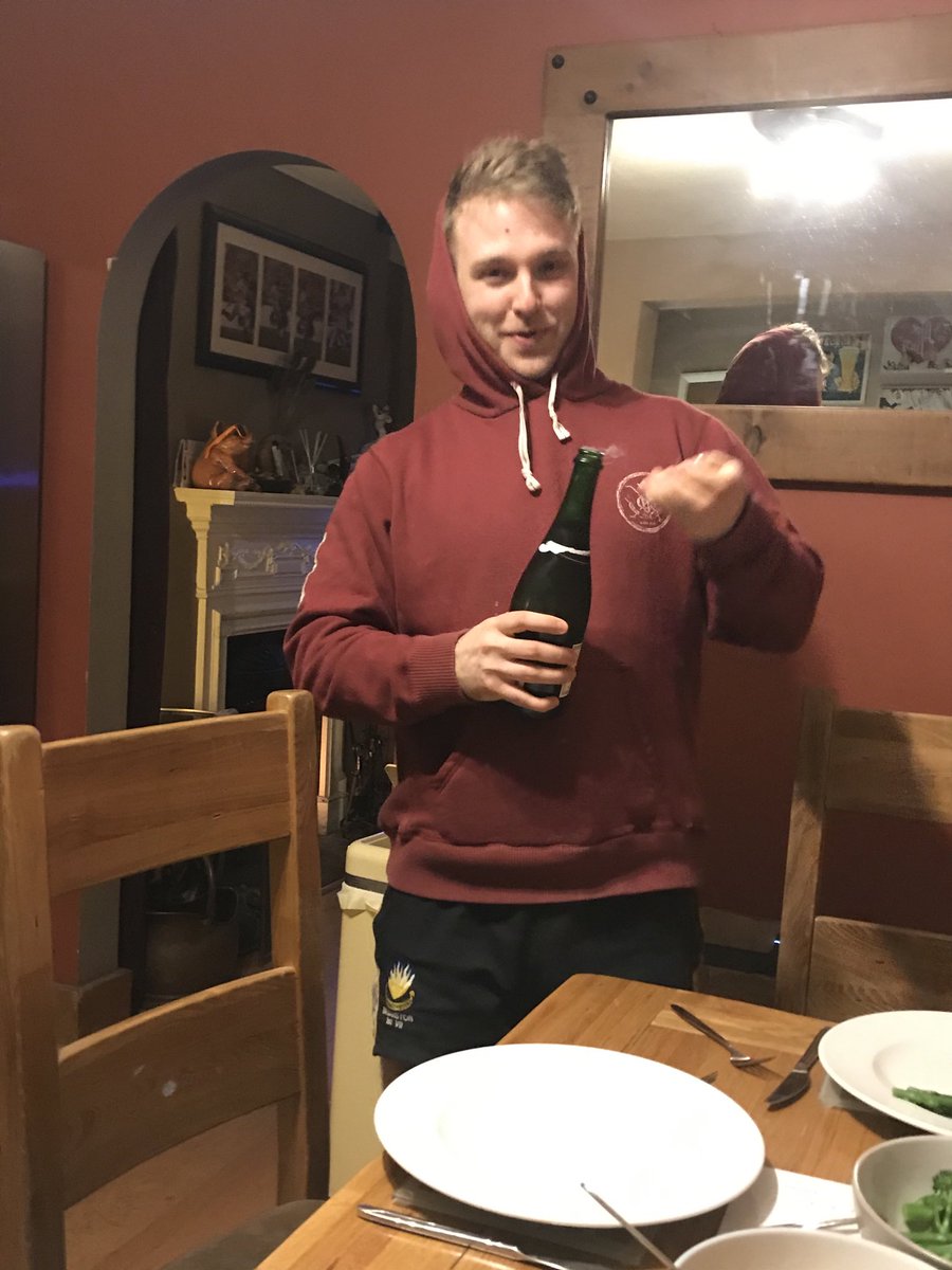 RussellMsr's tweet photo. Celebration “Shampoo” as Jamie has received the offer he has been waiting for, to do a 4yr Post Grad Medicine Course at Queen Mary’s Hospital, Whitechapel (Part of St Barts) starting in September.....been a nervy few weeks in the Russell household, but proud of the boy!! https://t.co/5tOjs9jED3