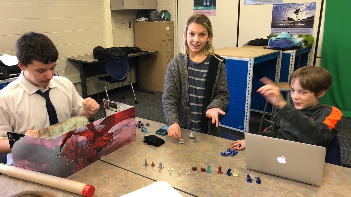 SJBearLibraries's tweet photo. It's after school, but things are still hopping in the UMS Media Center.  Whether you're getting a little work done with a friend, meeting with a tutor, or battling it out with the Dungeons and Dragons Club, the MC is the place to be! @sjschools https://t.co/jWg943Svu2