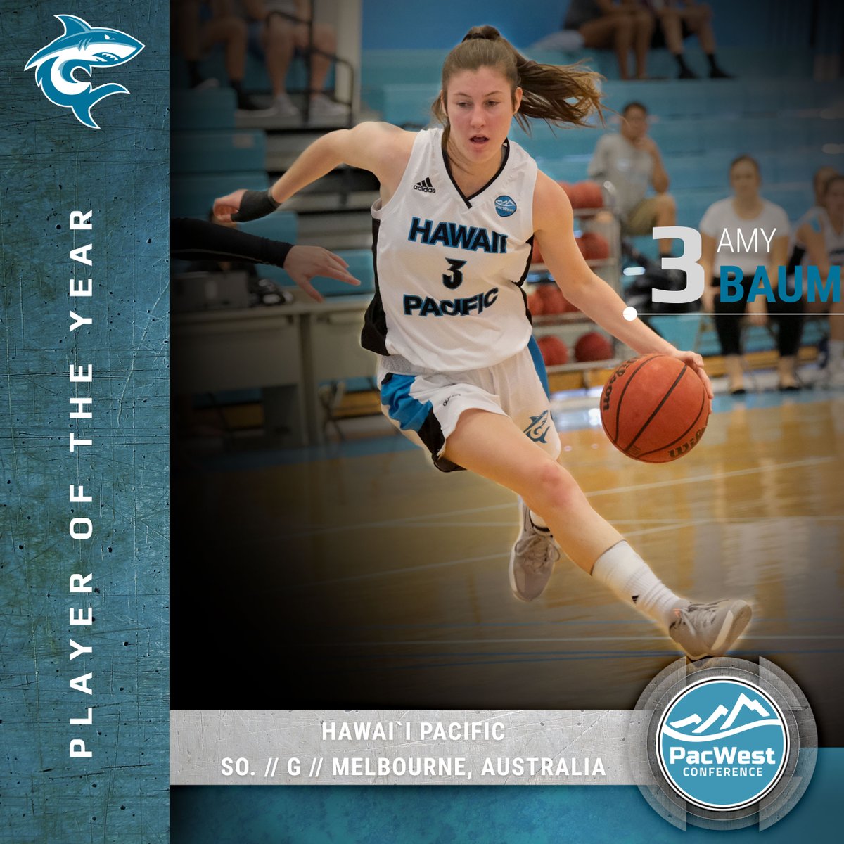Baum is the PacWest Player of the Year after she averaged 12.3 points, 8.2 rebounds and 6.2 assists per game and tallied 40 steals and 12 blocks. Her 174 assists currently ranks fifth in PacWest history for a single season.