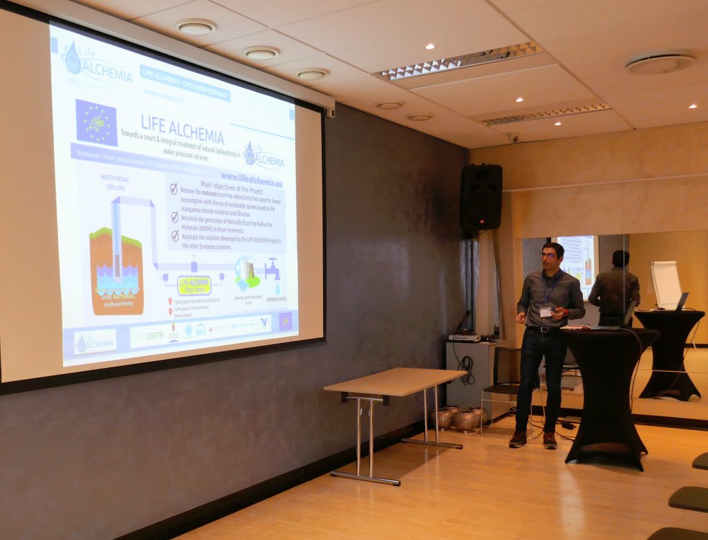 lifealchemia's tweet photo. 2nd session of the @lifealchemia seminar: interesting presentation by John Fawell from WHO about guidelines “Management of #radioactivity in drinking #water”. And first results achieved from Spanish pilot plants by our partners from @CIESOL_UAL @dipalme_almeria https://t.co/ziGfsKRj82