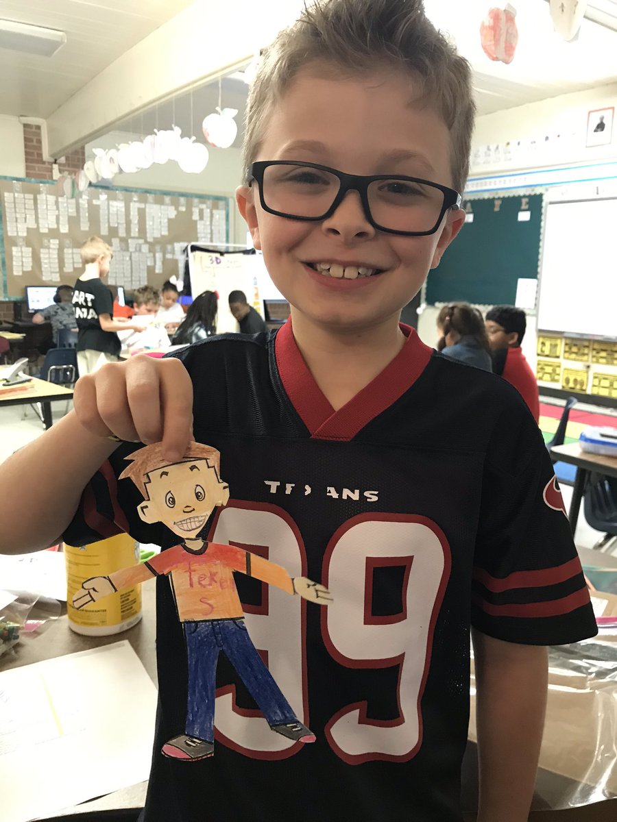 loribennett79's tweet photo. @JJWatt I teach 2nd grade at Dunbar Primary in Lufkin Texas. One of my kiddos in class has made his Flat Stanley book character into YOU! He would like to mail it to you for you to take a picture w/it. How can we make this happen!?! He says PLEASE! https://t.co/wqiC9B4Yi2