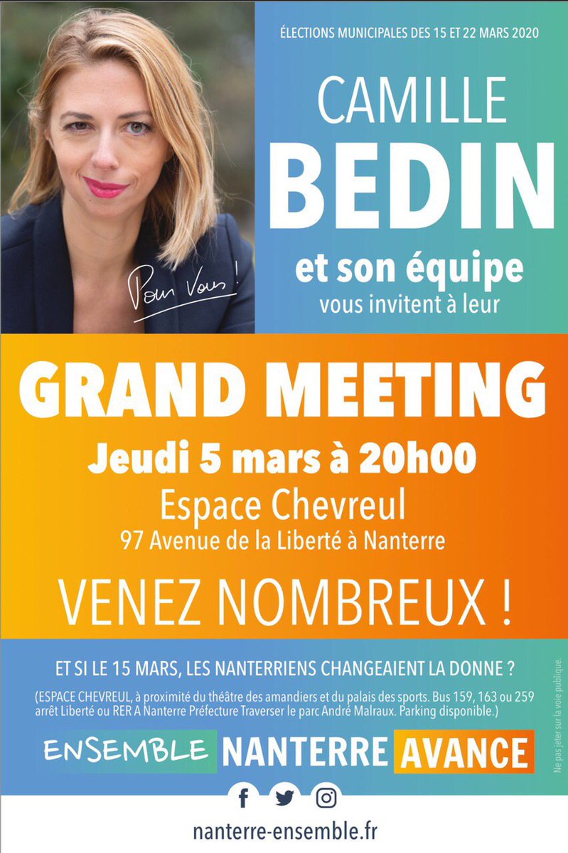 Marie_Nanterre's tweet photo. C'est demain ! @CamilleBedin vous montrera que #Nanterre mérite mieux et que #OnAToutPourRéussirEnsemble ! https://t.co/6rIhLYTt5I