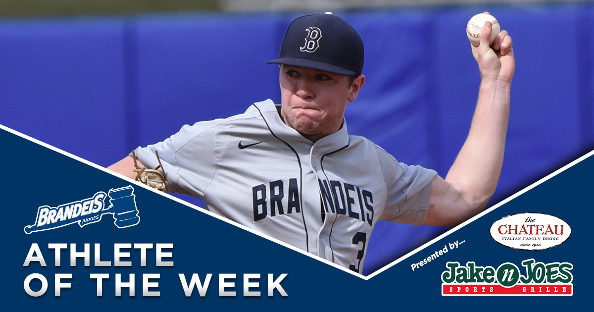 BrandeisJudges's tweet photo. This week's @BrandeisU Athlete of the Week, presented by @thechateauMA and @JakenJOES, is Greg Tobin of @JudgesBaseball! Greg went 2-0 with a 1.50 ERA on the team's trip to Florida. #RollDeis https://t.co/CCAOaMQDPQ https://t.co/iVSZ9cKriJ