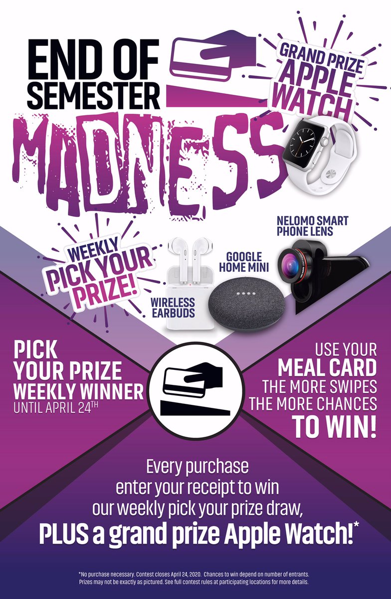 Hey GBC Students! The semester is ending &amp; we are giving out amazing prizes weekly, and eventually the grand prize: an APPLE WATCH! 🤯

1. Make a purchase
2. Write your contact information at the back of your receipt
3. Drop it in the ballot box
4. WIN! 🎊🎉

#GBCEats #Win #Draw