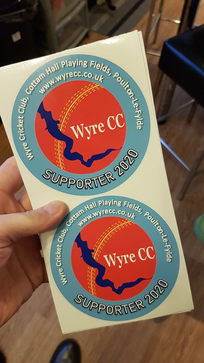 WyreCricketClub's tweet photo. Very pleased to receive our new static cling 2020 window stickers, ready to be distributed to members, supporters and sponsors! Who wants one? #Wyre #PLF #Cricket #Community https://t.co/GdkekRaZ0L