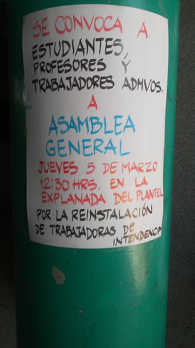 iemstlalpan2's tweet photo. Mañana asamblea general para tomar acciones en caso de que no haya solución. ¡No a los despidos! #8M #9M #FueraOutsourcing #iemscdmx https://t.co/wAvDcDNMm8