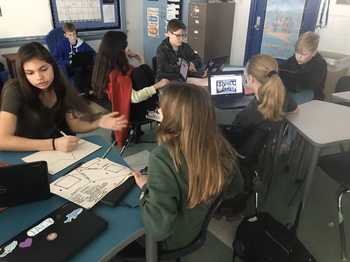 BrownELAR's tweet photo. Novel project time!! Students had 5 project options to choose from and could do their project digitally or by hand. #voiceandchoice #risdmvps #robinsonisd @whatsnewatrjh https://t.co/cA9pyfdOlF