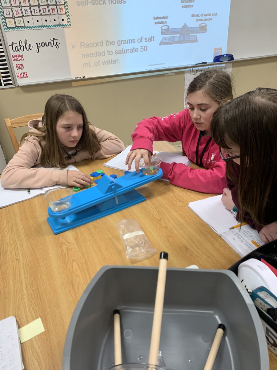 vickimiller0215's tweet photo. Mixing it up with the 5th graders @HaydenMiddle today with their study of Mixtures and Solutions. Today they discovered how to measure the amount of solid in a saturated solution. @AMSTI4all @AMSTI_Athens #AMSTIworks https://t.co/tKihXoDMQf
