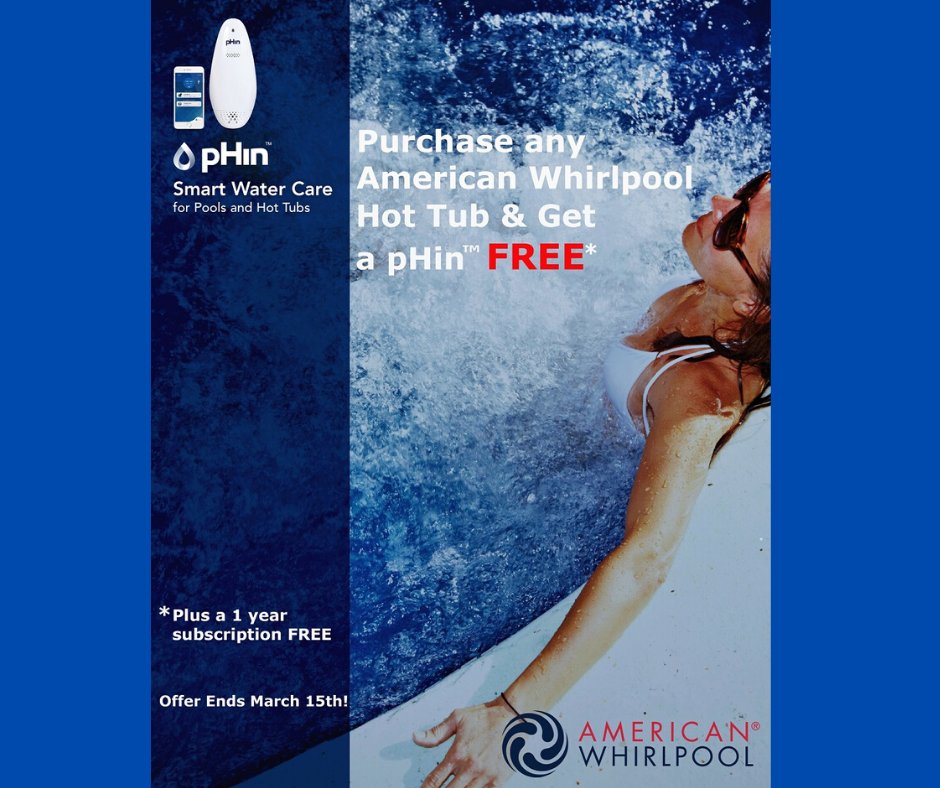ClassicPoolSpa's tweet image. Now through March 15th, you can get a pHin™ FREE with the purchase of any American Whirlpool® hot tub! In addition, you will get a free 1-year subscription to the pHin™ app.

#1inbackyardfunsince1979
#classicpoolandspa
classicpoolandspa.com