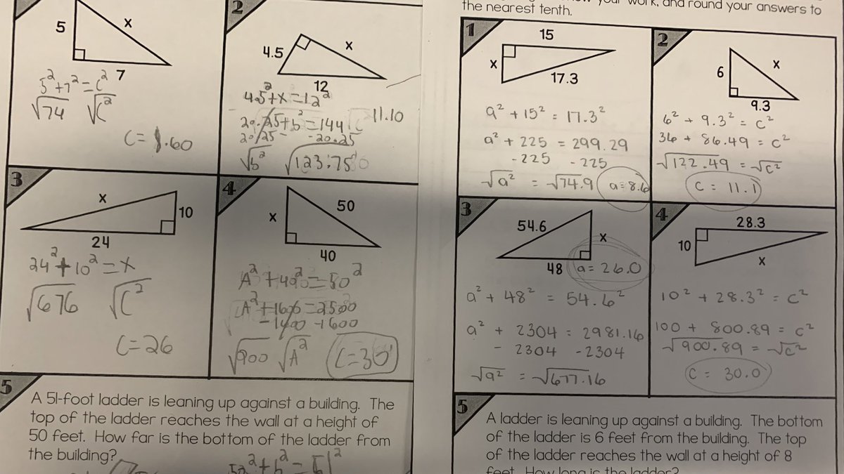 Pythagorean Theorem Partner Practice!! Why ask me for help when their answers should match? #differentproblemssameanswers #studentdiscourse #mortonpride