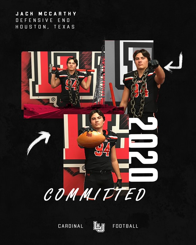Jack_McCarthy94's tweet photo. Excited to be continuing my Football and Academic career right here in Texas at Lamar University.  Blessed to have been introduced to an awesome Coaching Staff and looking forward to hard work &amp; thanks to all of my Coaches!
@TopGunAthleticP @coachsierra @rltryon47 @LamarFootball https://t.co/w4wVYwghEC