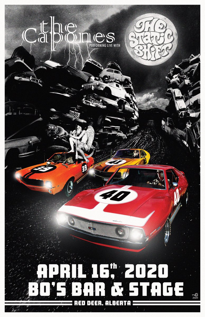 The Capones are done hibernating and are hitting the stage again in a few weeks with our buddies The Static Shift!  Hit us for tix $10 - April 16th at Bo’s...  cya there!  Poster by Nick Gagnon
<a href="/BosBarRD/">BOS BAR AND STAGE</a> @1067TheDrive <a href="/reddeernightout/">Red Deer Night Out</a> @TheStaticShift