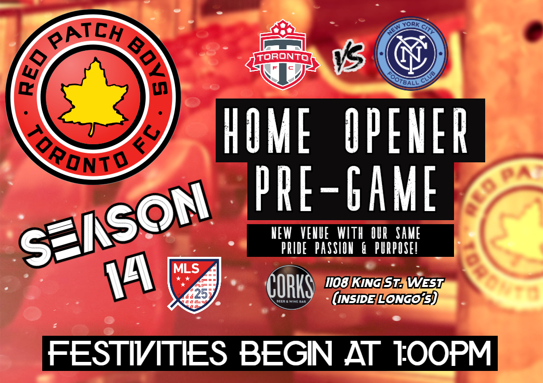 RedPatchBoys's tweet photo. It's what you've all been waiting for!
Our Season 14 Home Opener Pre-Game details!
Join us Saturday at our NEW venue:
Corks Beer & Wine Bar (inside Longo's) - 1108 King St W.
All Ages welcome!
A March to the Match with ALL southend supporter groups will follow! https://t.co/deSyLsUj14