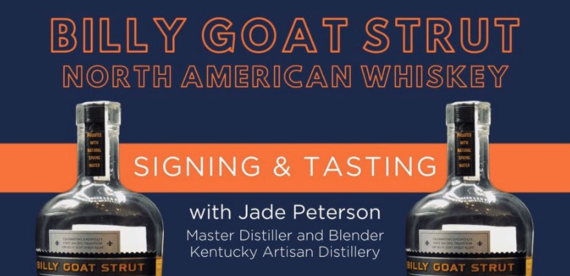 KentuckyArtisan's tweet photo. Join our Master Distiller Jade Peterson @liquorbarn Springhurst 5-7pm Thursday, March 5th for a tasting of Billy Goat Strut Whiskey! #DistillinAndChillin https://t.co/FAP26bWiLF