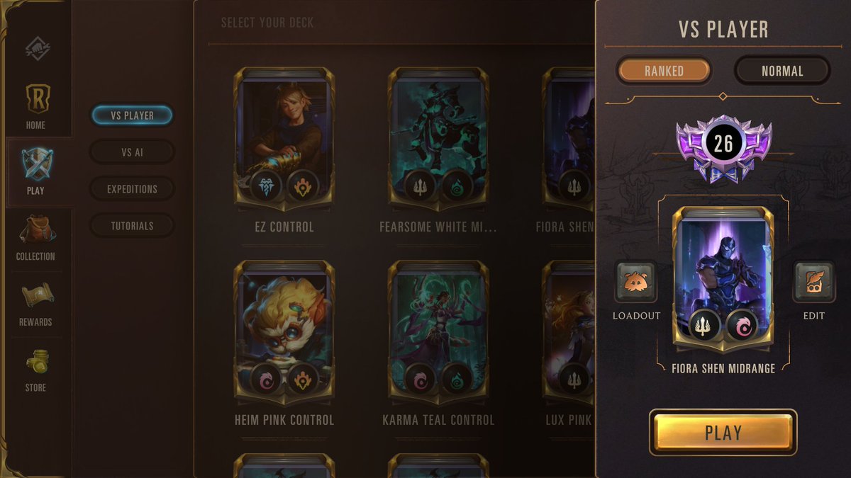 SelectMaple's tweet photo. This was from 2 days ago but wanted to share it anyways. Got to rank 26, my highest currently, with Fiora/Shen Barrier.

Deck: CEBAIAICCMQCKOIGAEAASCQ2DUVS2AQCAEBDCNYCAEACKNABAIAQABYZ

(My current list atm is -1 Detain, +1 Judgement instead) 
@runeterradex https://t.co/NNBwPE7HEX
