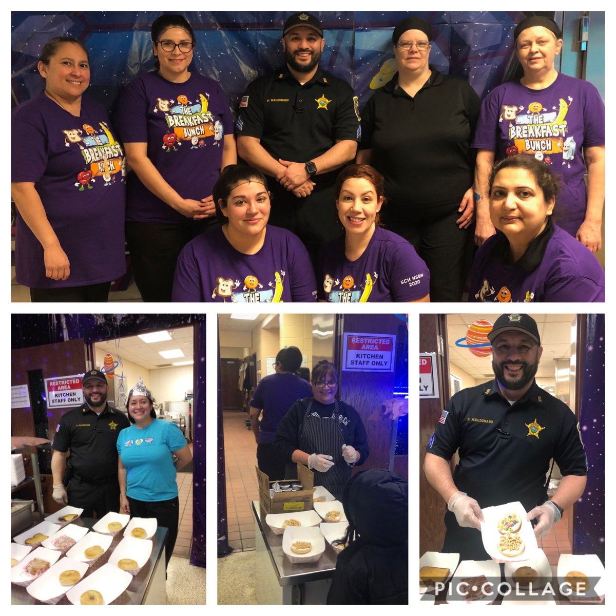 edisonflashes's tweet photo. Look at the awesomeness that is the Edison cafeteria! Thank you, Ms. Tina for your fabulous creations! Thank you to today’s guest servers Mrs. Gonzalez and Officer Maldonado! That alien looks familiar!! Could it be, Mr. Danny in disguise? #Edisonrocks! #schk12 #15k https://t.co/SIFqi09DH2