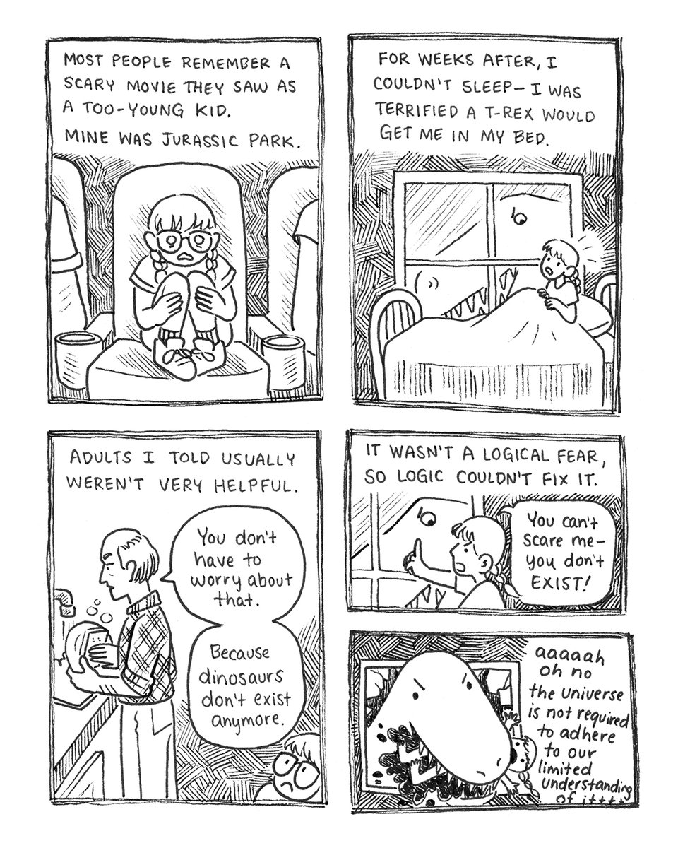 melgillman's tweet photo. *pops open coffin lid*
Good eeeeeevening: I drew a quick little comic essay today about a topic near and dear to my heart -- horror for kids!

Or, "why some kids like to read books that scare them, and why you should let them" https://t.co/rd0cSzGabw