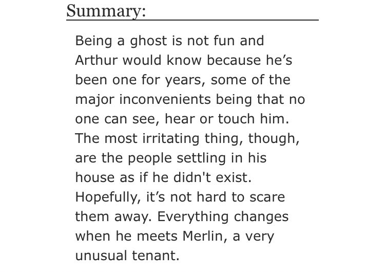 • Mr Spooky by derenai   - merlin/arthur  - Rated T  - modern, reincarnation, temporary character death  -50,997 words https://archiveofourown.org/works/2340056/chapters/5158526