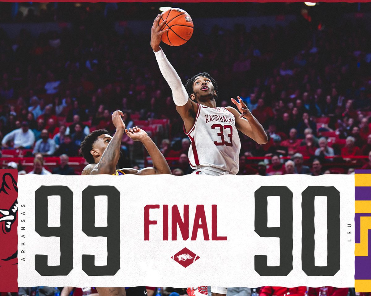 RazorbackMBB's tweet photo. What a way to close it out at home. https://t.co/SjNggufxPQ