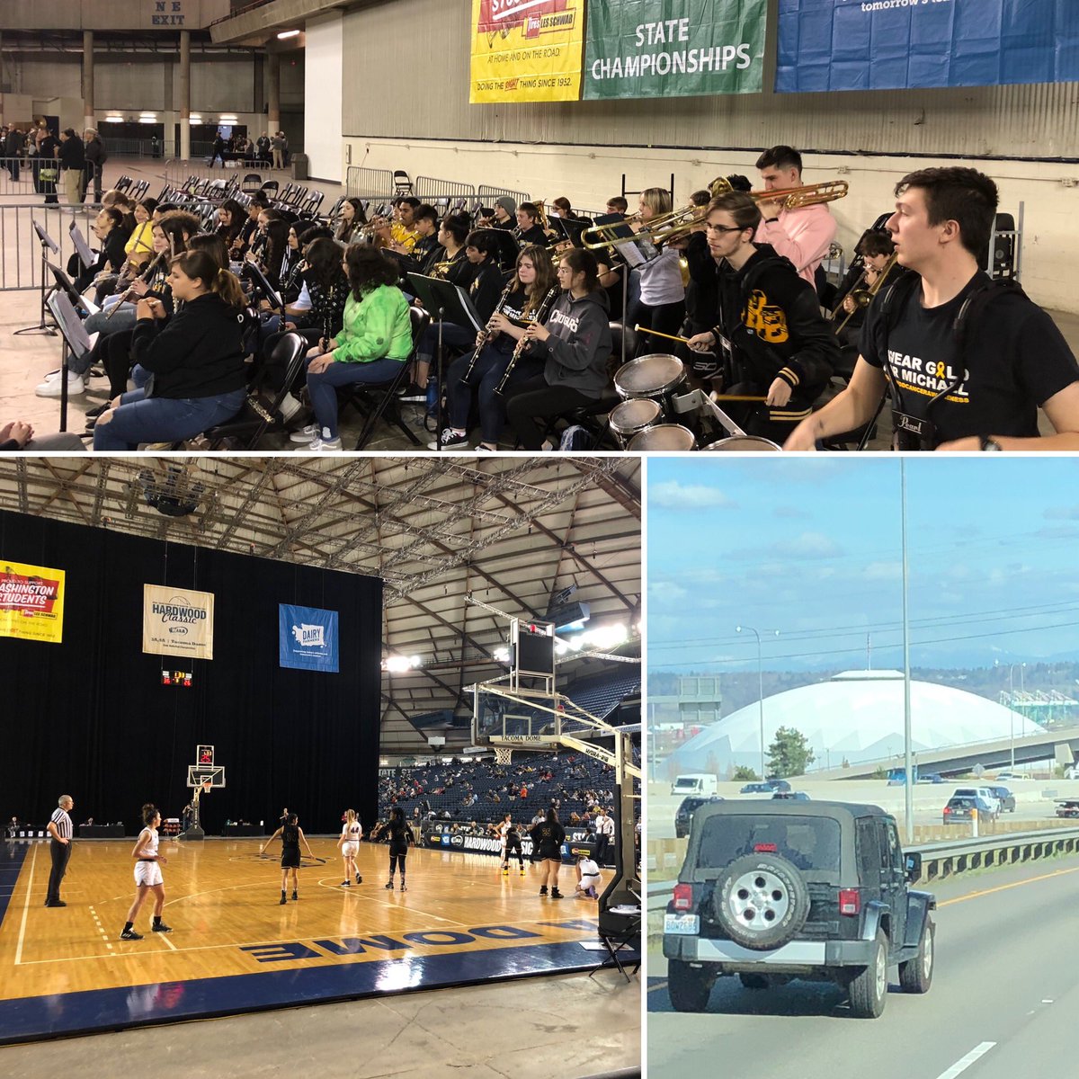 HBHSBands's tweet photo. The HBHS Band is up at the Dome supporting our Lady Eagles! Go Bay! https://t.co/qjCsXnbx9S