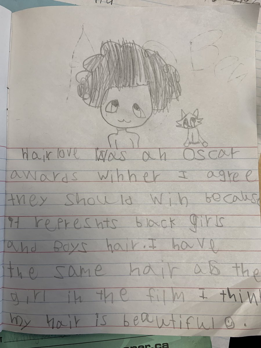 Sharla Serasanke Falodi 🗯 (@sharlafalodi) on Twitter photo I’ll leave this right here. The voice of a grade 2 student after watching <a href="/MatthewACherry/">Matthew A. Cherry</a>’s beautiful Hair Love short film. This is all the feedback I need to keep enriching my students with slow, steady, daily representations, provocations and affirmations. I’ll leave this right here. The voice of a grade 2 student after watching <a href="/MatthewACherry/">Matthew A. Cherry</a>’s beautiful Hair Love short film. This is all the feedback I need to keep enriching my students with slow, steady, daily representations, provocations and affirmations.