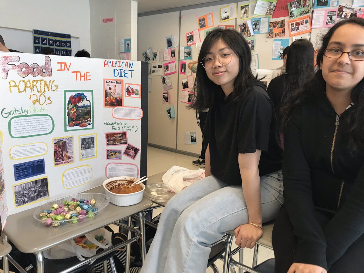 More of Mrs, Graham’s ALC Honors’ classes themed Gatsby posters; hair style and makeup, dance, American diet, art diet