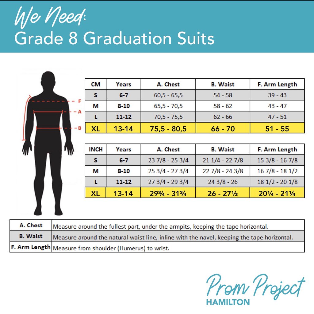 The name @promprojecthamilton can be misleading. Did you know 47% of our attendees are grade 8 students looking for their graduation outfit! #PPH2020 is seeking suits for smaller individuals... let’s see what you have! #HamOnt #suitup
