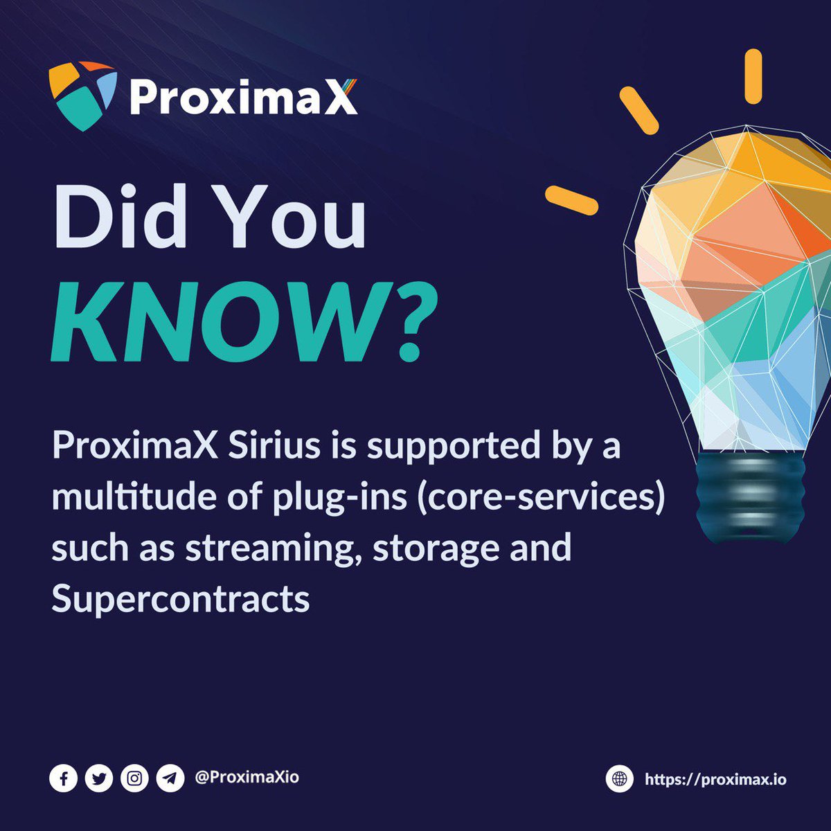 ProximaXUSA's tweet photo. #DidYouKnow ProximaX Sirius is supported by a multitude of plug-ins(core services)such as #Streaming #Storage and #SuperContracts 
Learn more at https://t.co/rG2oP6n2f0
#ProximaX #Sirius #BlockChain #XPX #Cryptocurrency #ProximaXUSA https://t.co/r2Oy3injiJ