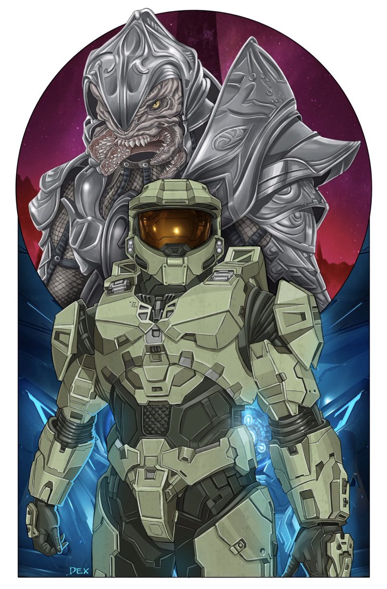 dexter_art's tweet photo. Finished coloring for my next piece.  Master chief and  the Arbiter (Thel Vadam) Hopefully will get to meet the voice actors Steve Downes and Keith David, at Phillycomiccon in April! #phillycomiccon @PHLCC @Halo @343Studios @Xbox @ImKeithDavid @SteveDownes117 https://t.co/Yb6sE0eobv
