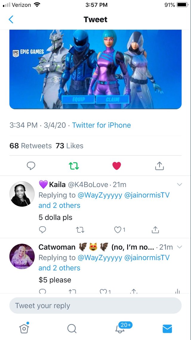 ScamAbolisher's tweet photo. @WayZyyyyy recently announced a speed giveaway of either $5 or a @FortniteGame acct, encouraging followers to comment what they want. @WayZyyyyy failed to mention that it doesn't matter what his followers choose, "It's not the winner who chooses." #RUB

 #WayZyyyyy #Fortnite 👁‍🗨 https://t.co/KEe6nOKJnL
