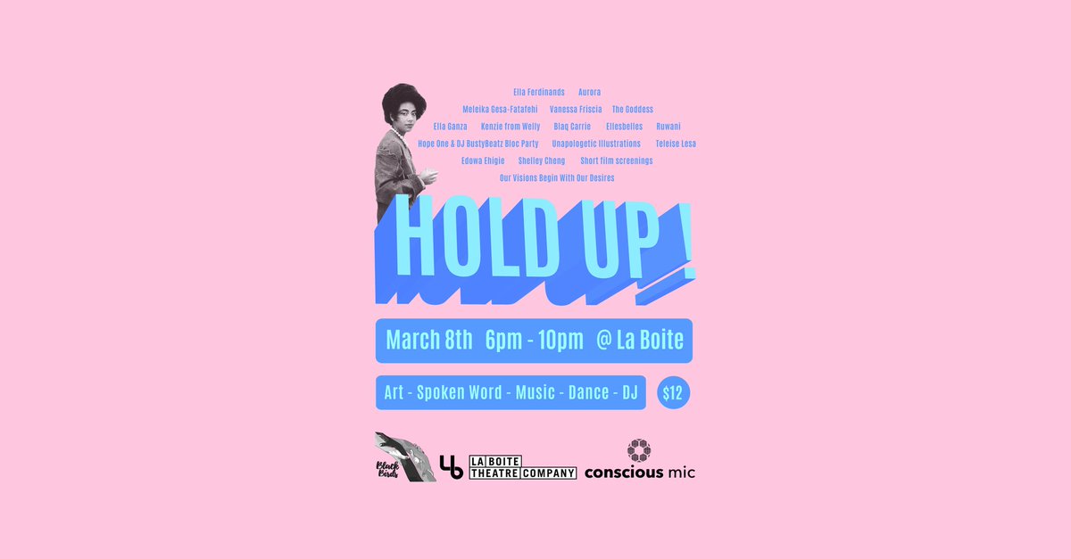 consciousmic's tweet photo. Catch spoken word artist #Aurora at our event w/ #Blackbirds this Sunday March 8 @ @LaBoiteTheatre  6PM-10PM. https://t.co/OdCO6YQ7Po