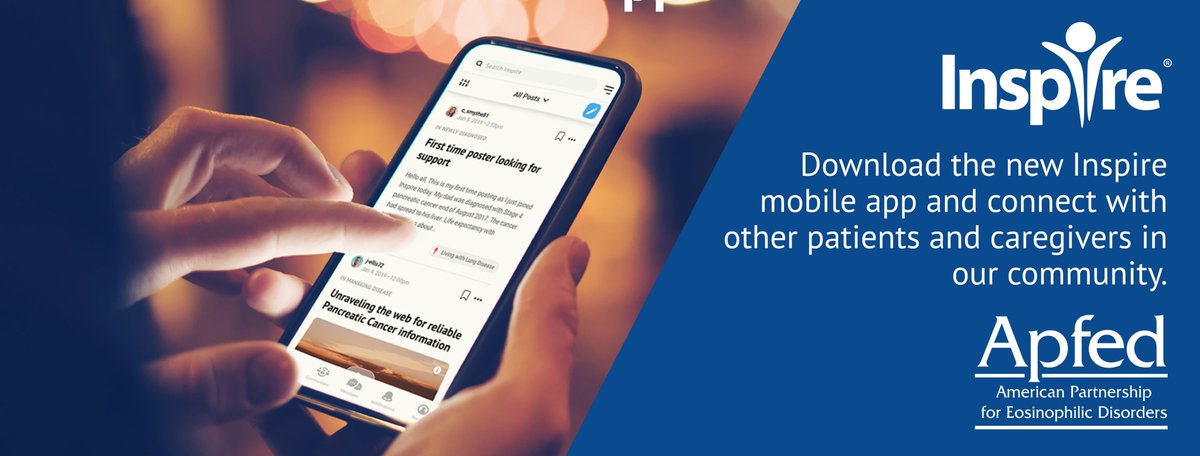 APFEDorg's tweet photo. Have you heard about the new mobile app from our partner, Inspire? It's a new way to experience our Eos Connection online community (https://t.co/GvDpGQJIwb), engage with others, and find support. Download the app: https://t.co/9q748ZZCvP. #Inspire2Go #mHealth #HealthApp https://t.co/scsyfCBgXu
