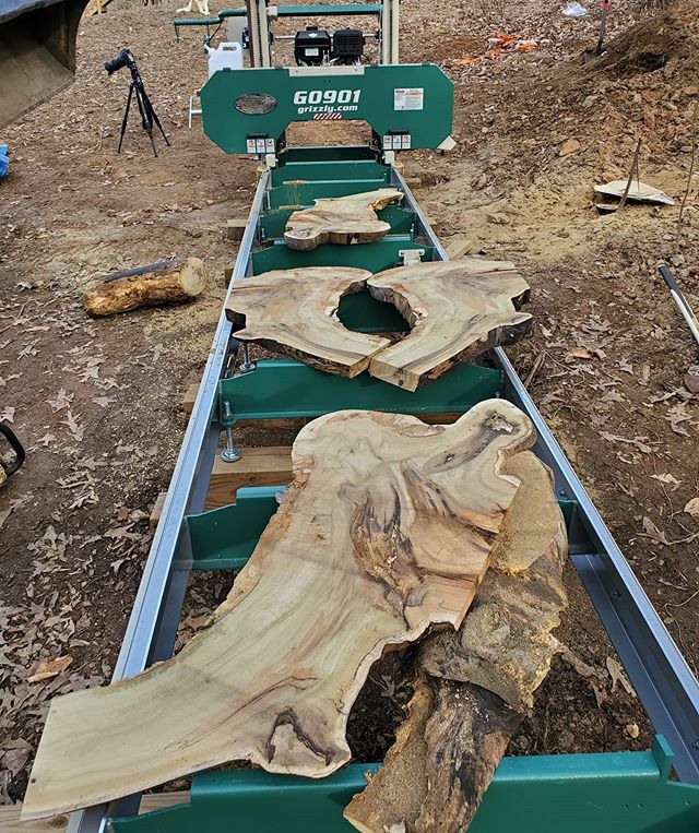 WmWalkerCo's tweet photo. First cuts on the @grizzlyindustrial G0901 sawmill! Thought I'd try out a little poplar burl I had! It cuts like buttah!

#woodworking #woodworker #craft #finewoodworking #furnituremaker #youtuber #sawyer #sawmill https://t.co/GUnfMFPH6D https://t.co/HdvFe04bkJ