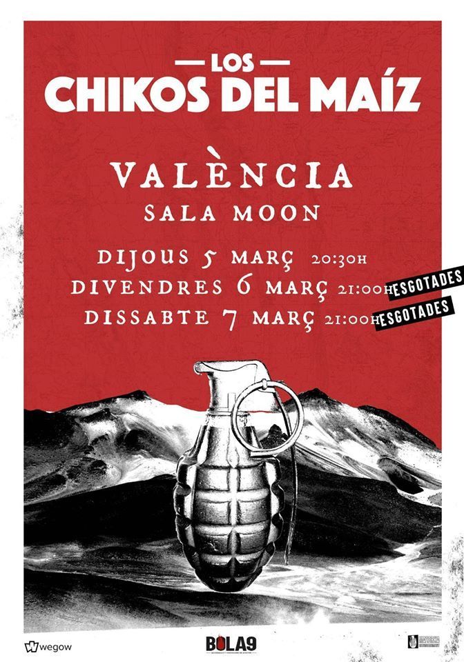 Territori Sonor (@territoriapunt) on Twitter photo Tres dies per davant per veure en directe Los <a href="/chikosdelmaiz/">Los Chikos del Maíz ⚒️</a> a València: @ToniElSucio i <a href="/Nega_Maiz/">NEGA 🔻 🇵🇸</a> han esgotat les entrades dels concerts de divendres i dissabte, però encara queden entrades per al de demà, a la sala <a href="/MoonVLCOficial/">Moon Valencia</a>.
🎟️wegow.com/es-es/conciert… Tres dies per davant per veure en directe Los <a href="/chikosdelmaiz/">Los Chikos del Maíz ⚒️</a> a València: @ToniElSucio i <a href="/Nega_Maiz/">NEGA 🔻 🇵🇸</a> han esgotat les entrades dels concerts de divendres i dissabte, però encara queden entrades per al de demà, a la sala <a href="/MoonVLCOficial/">Moon Valencia</a>.
🎟️wegow.com/es-es/conciert…