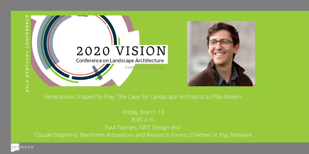 SWTlivingDesign's tweet photo. Paul is speaking at the upcoming @KentuckyASLA Conference on Generations Shaped by Play: The Case for Landscape Architects as Play-Makers with Claude Stephens, Bernheim Arboretum. To learn more about this conference visit, https://t.co/X5o6vCukJL https://t.co/zuKSDPPUJA