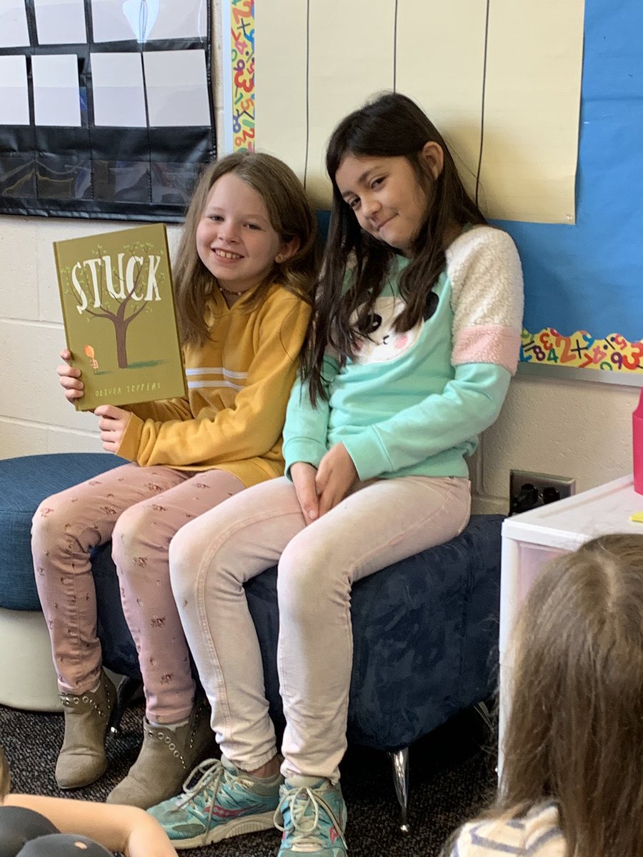 mrslangersclass's tweet photo. We loved having 3rd graders read the book Stuck to us today! I shared this picture from when my own kids had the same problem! #cfevshome #texttoselfconnection https://t.co/MMSY5xU8X3