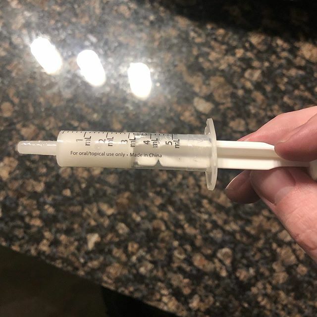 BlindxPanda's tweet photo. This medicine I have to take every night makes me feel like a cat, because it’s in a syringe like this. Couldn’t have just prescribed me the pill form. https://t.co/GMmWpmOAGk https://t.co/Kr3LEl47cx
