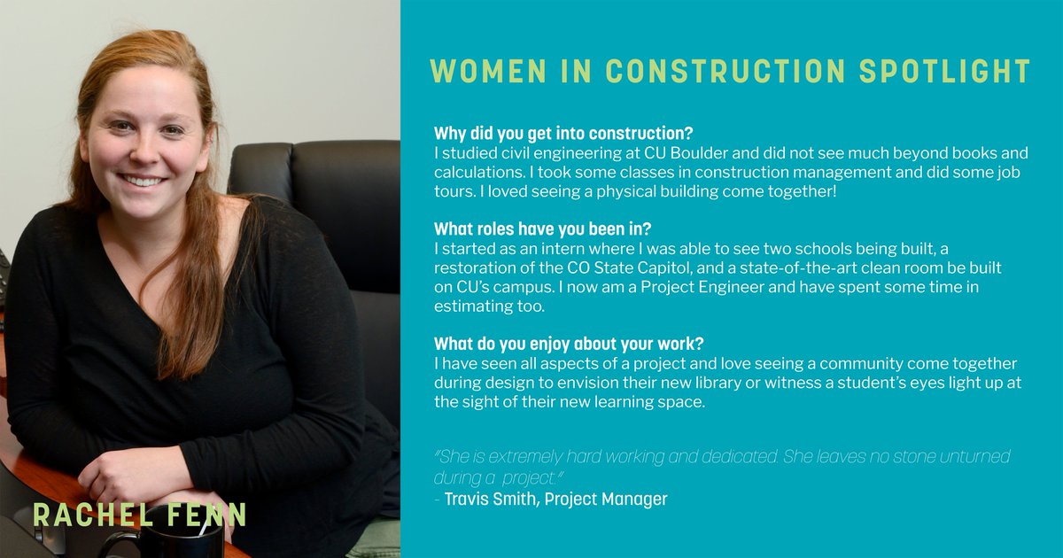 FransenPittman's tweet photo. It is Women in Construction Week!
Get to know our talented Project Engineer, Rachel Fenn! #womeninconstruction https://t.co/FizshenAko
