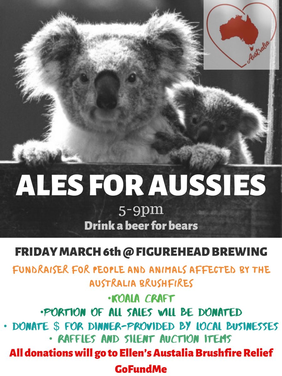 caffeapp's tweet photo. Enjoy Beer? Care for Wildlife? Make your drinks count and join Caffe Appassionato at Figurehead Brewing for ALES FOR AUSSIES!!! #EllenDegeneres #fundraisers #AUSTRALIANBUSHFIRES https://t.co/iIMejTddcH