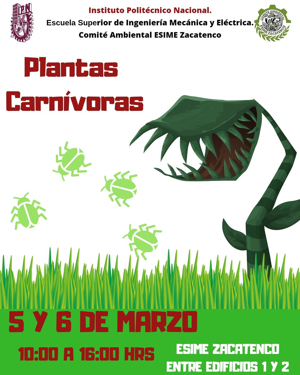 ErashySam's tweet photo. Asiste a nuestra conferencia y exposición de plantas carnívoras dónde podrás aprender sobre cuidado y reproducción de estos increíbles seres vivos.
¡No faltes! 
@EsimeComite https://t.co/gVz7cUfOwY