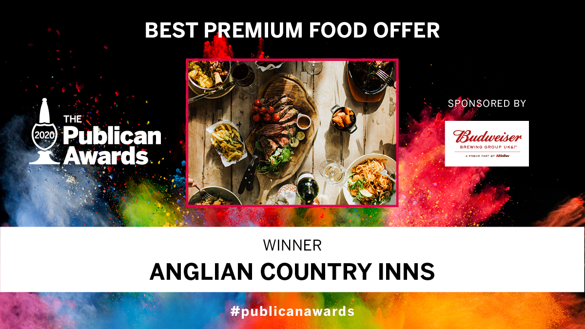 The Morning Advertiser (@morningad) on Twitter photo Our Best Premium Food Offer award, sponsored by <a href="/BudBrewingUKI/">Budweiser Brewing Group UK&I</a>, is won by <a href="/acinns/">Anglian Country Inns</a>! Congratulations #PublicanAwards Our Best Premium Food Offer award, sponsored by <a href="/BudBrewingUKI/">Budweiser Brewing Group UK&I</a>, is won by <a href="/acinns/">Anglian Country Inns</a>! Congratulations #PublicanAwards