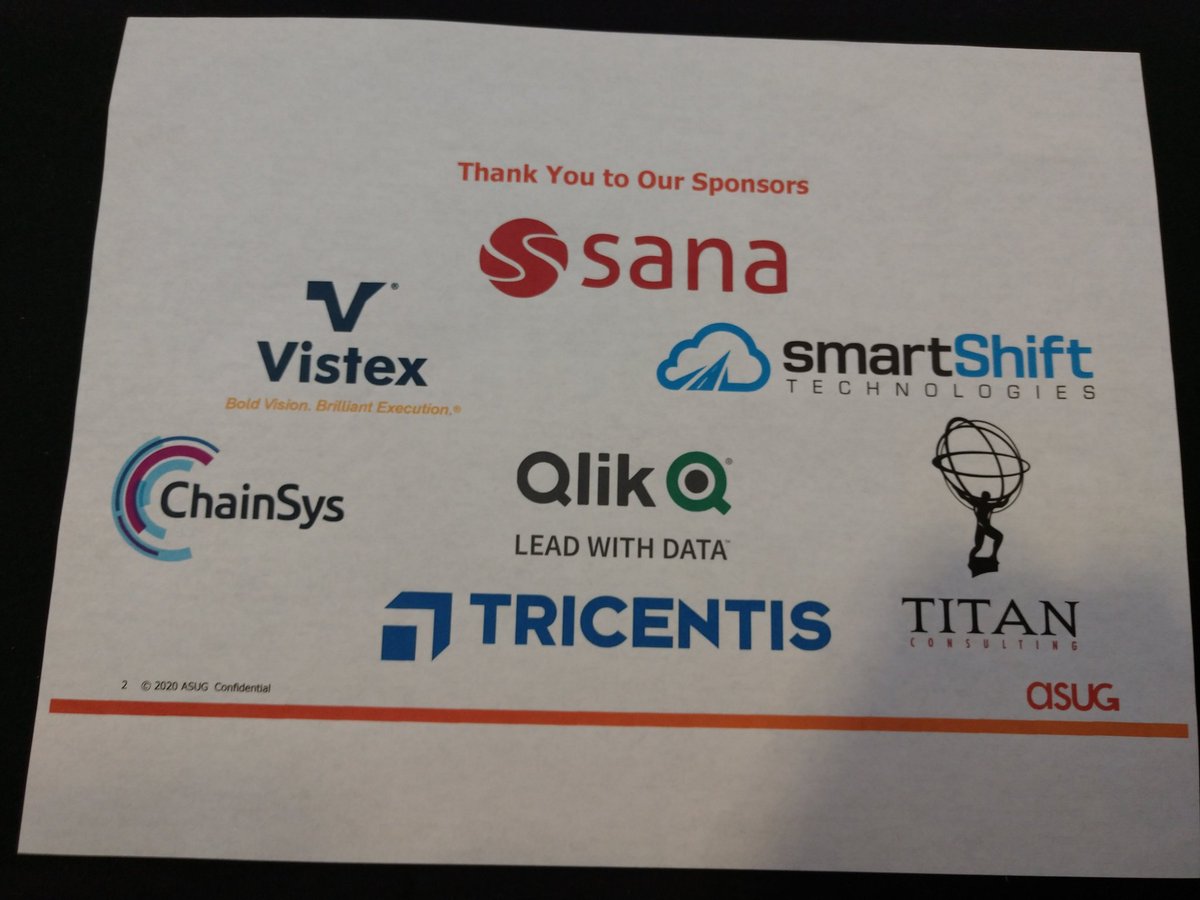 ASUG_Michigan's tweet photo. Thank you to our sponsors of our March 2, 2020 meeting! We cannot do this without you! #ASUG #ASUGMI @sana @smartShiftTech @qlik @Vistex @Tricentis @Titan_Consult @chainsys #SpringChapterMeeting #SAP @AOSmithHotWater as our keynote speaker! #customer_stories https://t.co/bRTGovTiWn