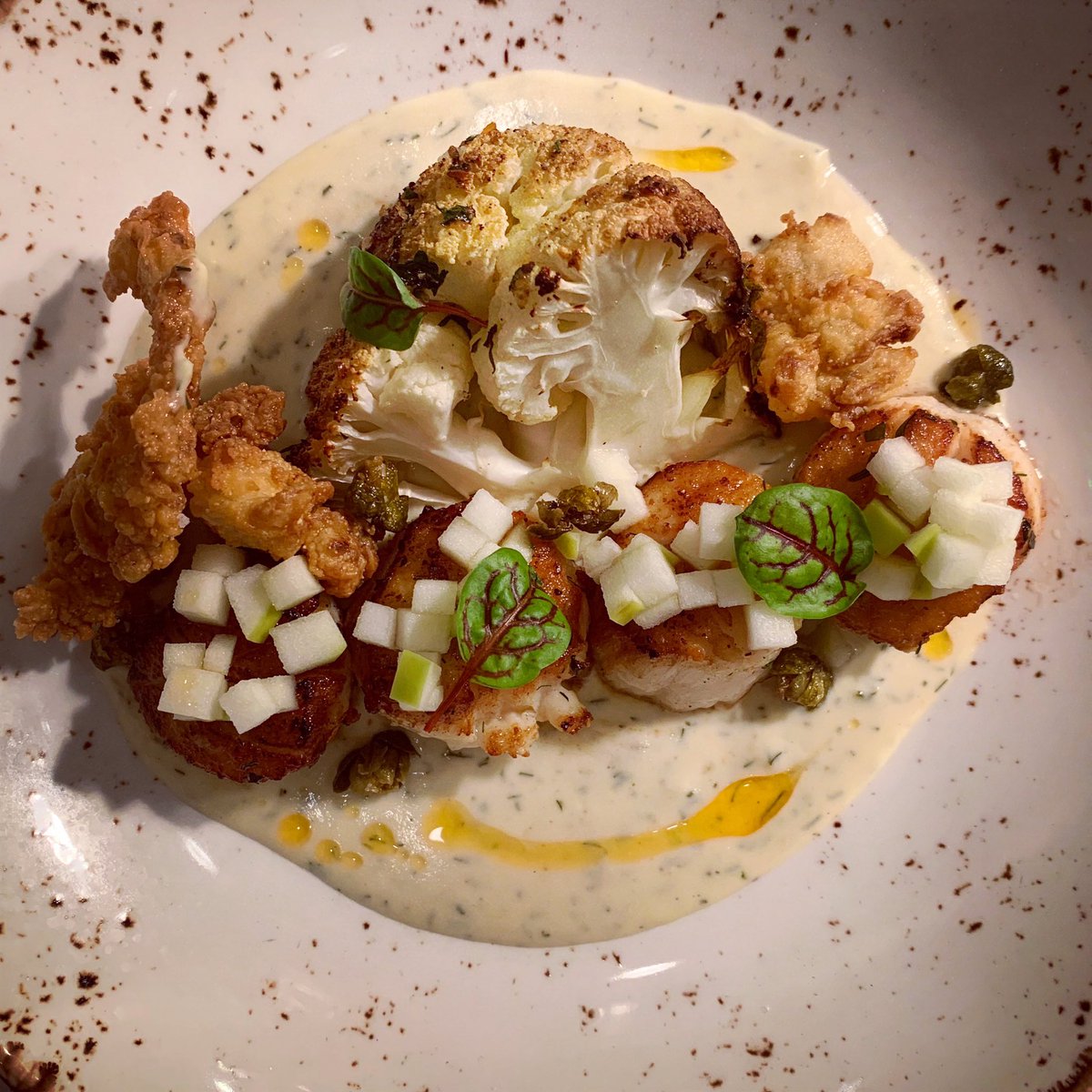 Because scallops with fried clams is always a good idea #VagueNewMenuPost