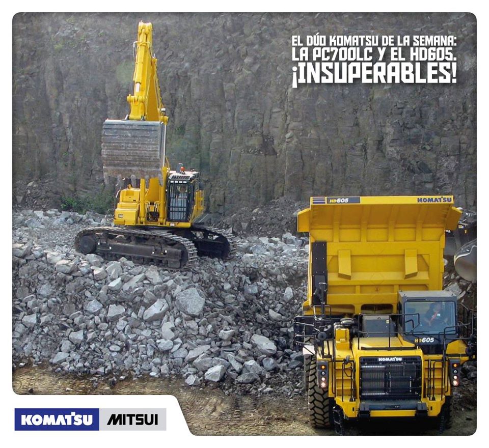 Komatsu_Mitsui's tweet photo. El dúo #Komatsu de la Semana: La #Excavadora #PC700LC y el #CamiónRígido #HD605. ¡#INSUPERABLES!. Más info: https://t.co/ixgqplHbED https://t.co/PeC6JjvPOC
